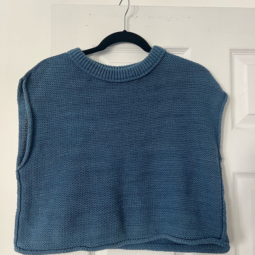 Blue Knit Sleeveless Sweater